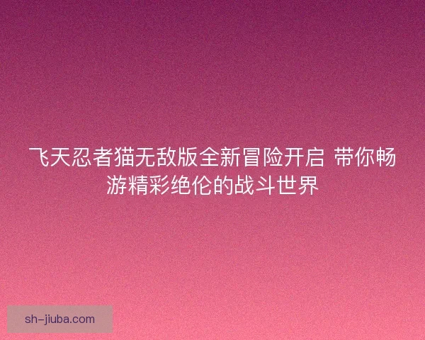 飞天忍者猫无敌版全新冒险开启 带你畅游精彩绝伦的战斗世界