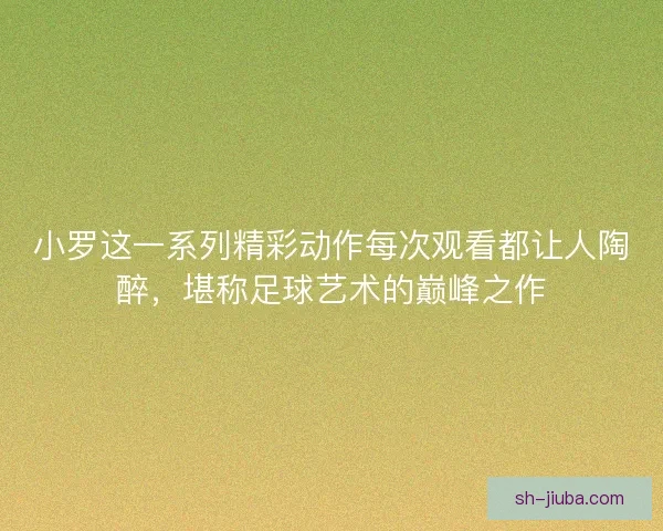 小罗这一系列精彩动作每次观看都让人陶醉，堪称足球艺术的巅峰之作
