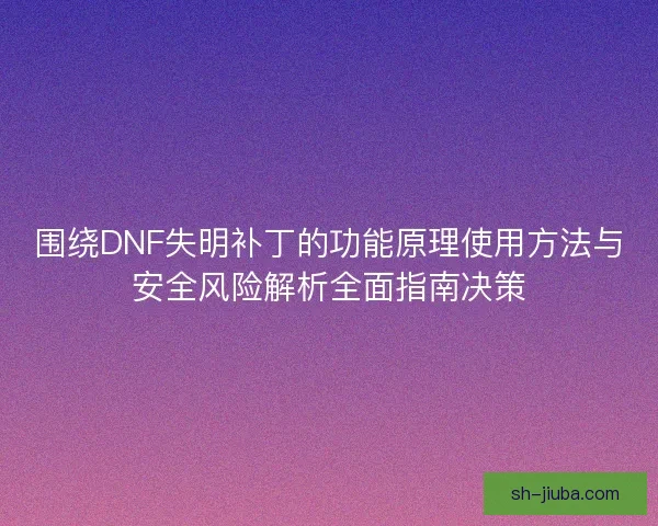 围绕DNF失明补丁的功能原理使用方法与安全风险解析全面指南决策